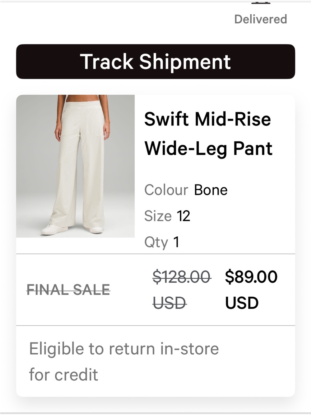 Lululemon Swift Mid-Rise Wide-Leg Pant Bone Size 12 EUC Barely Worn - Picture 4 of 11
